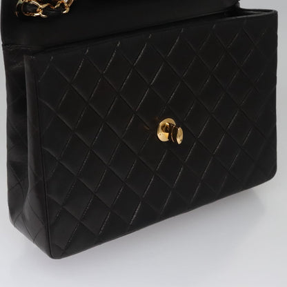 CHANEL Big Matelasse Chain Shoulder Bag Lamb Skin Black CC ki5433A