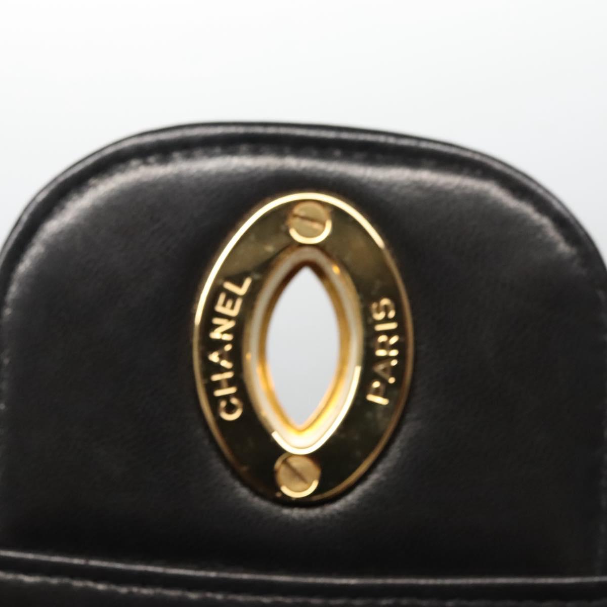 CHANEL Big Matelasse Chain Shoulder Bag Lamb Skin Black CC ki5433A