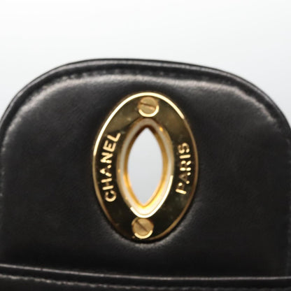 CHANEL Big Matelasse Chain Shoulder Bag Lamb Skin Black CC ki5433A