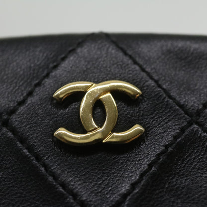 CHANEL Matelasse Clasp Chain Shoulder Bag Lamb Skin Black CC kk164