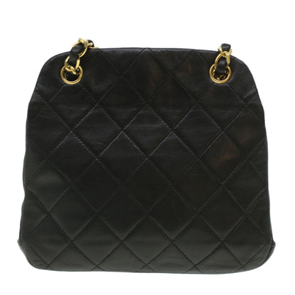 CHANEL Matelasse Clasp Chain Shoulder Bag Lamb Skin Black CC kk164