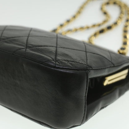 CHANEL Matelasse Clasp Chain Shoulder Bag Lamb Skin Black CC kk164