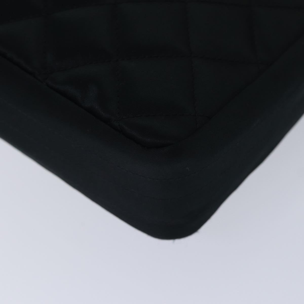 CHANEL Matelasse Stone Chain Shoulder Bag Satin Black CC kk285A
