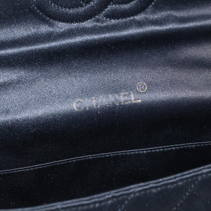 CHANEL Matelasse Stone Chain Shoulder Bag Satin Black CC kk285A