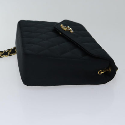 CHANEL Matelasse Stone Chain Shoulder Bag Satin Black CC kk285A
