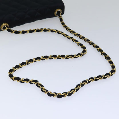 CHANEL Matelasse Stone Chain Shoulder Bag Satin Black CC kk285A
