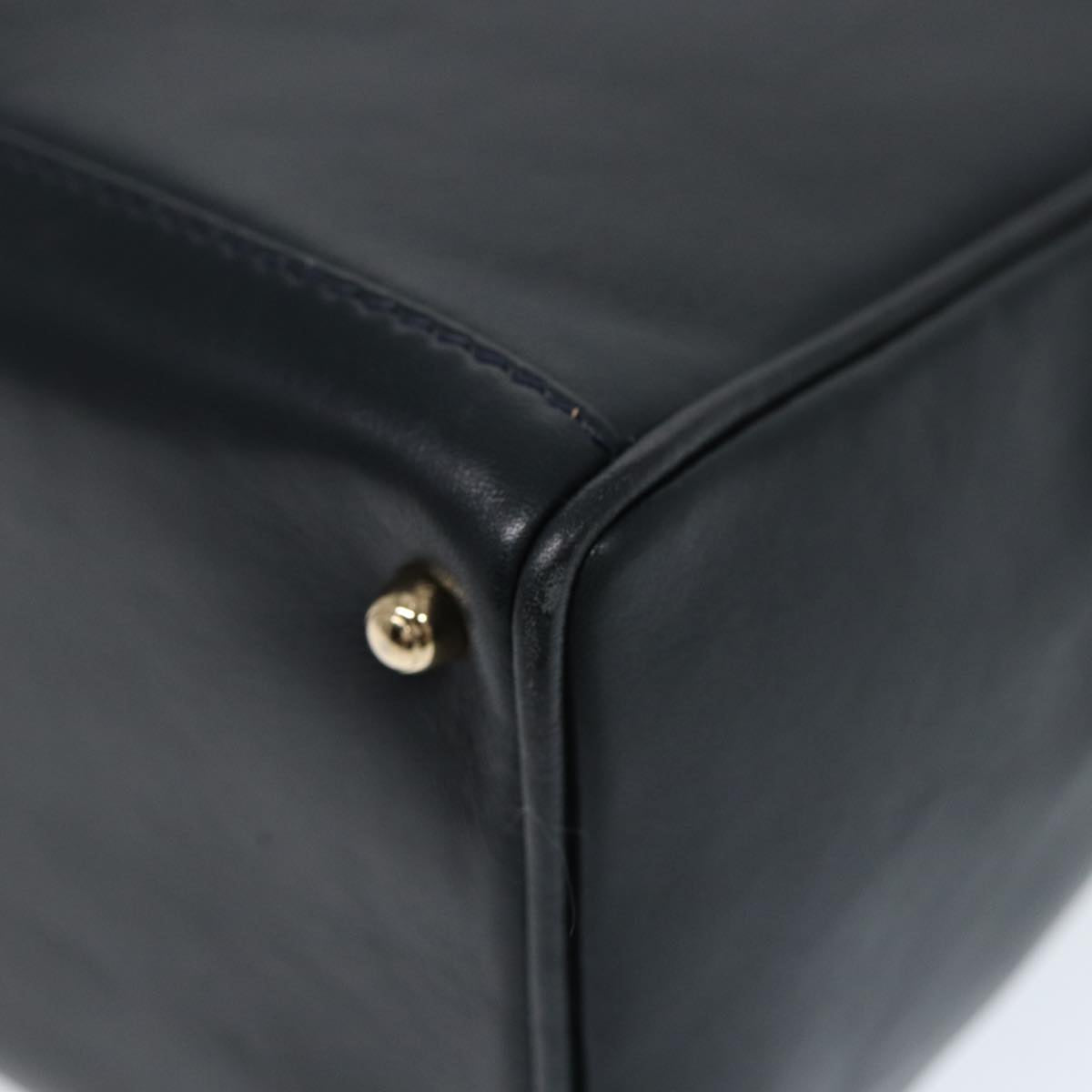 GUCCI Bamboo Hand Bag Leather 2way Navy Gold 000 122 0316  kk290