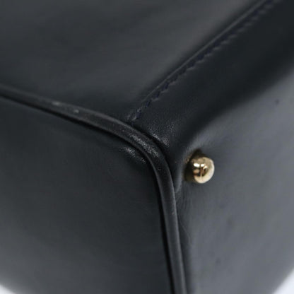 GUCCI Bamboo Hand Bag Leather 2way Navy Gold 000 122 0316  kk290