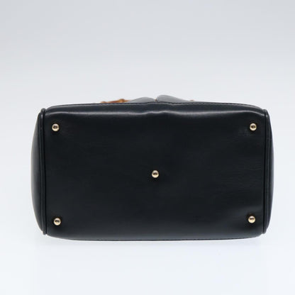 GUCCI Bamboo Hand Bag Leather 2way Navy Gold 000 122 0316  kk290