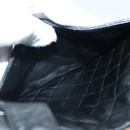 CHANEL Matelasse COCO Mark Hand Bag Lamb Skin Black Gold CC kk300