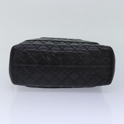 CHANEL Matelasse COCO Mark Hand Bag Lamb Skin Black Gold CC kk300