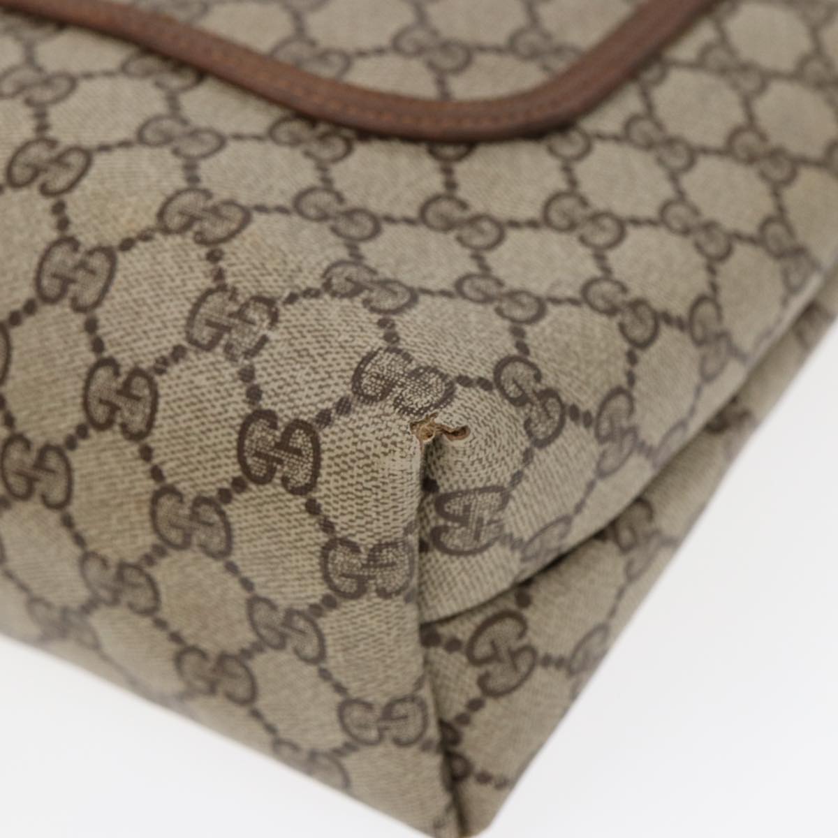 GUCCI GG Canvas Web Sherry Line Tote Bag PVC Leather Beige Green Red  kk304