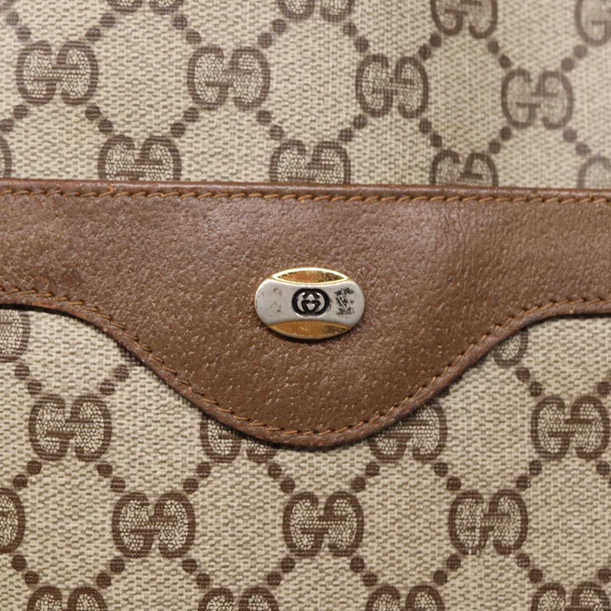 GUCCI GG Canvas Web Sherry Line Tote Bag PVC Leather Beige Green Red  kk304