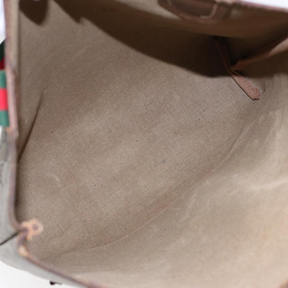 GUCCI GG Canvas Web Sherry Line Tote Bag PVC Leather Beige Green Red  kk304