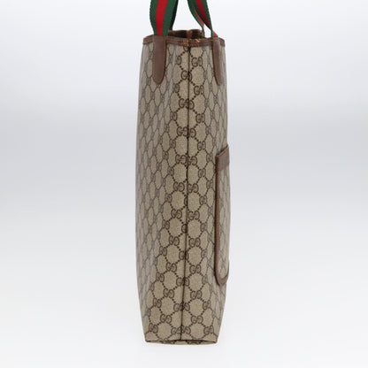 GUCCI GG Canvas Web Sherry Line Tote Bag PVC Leather Beige Green Red  kk304