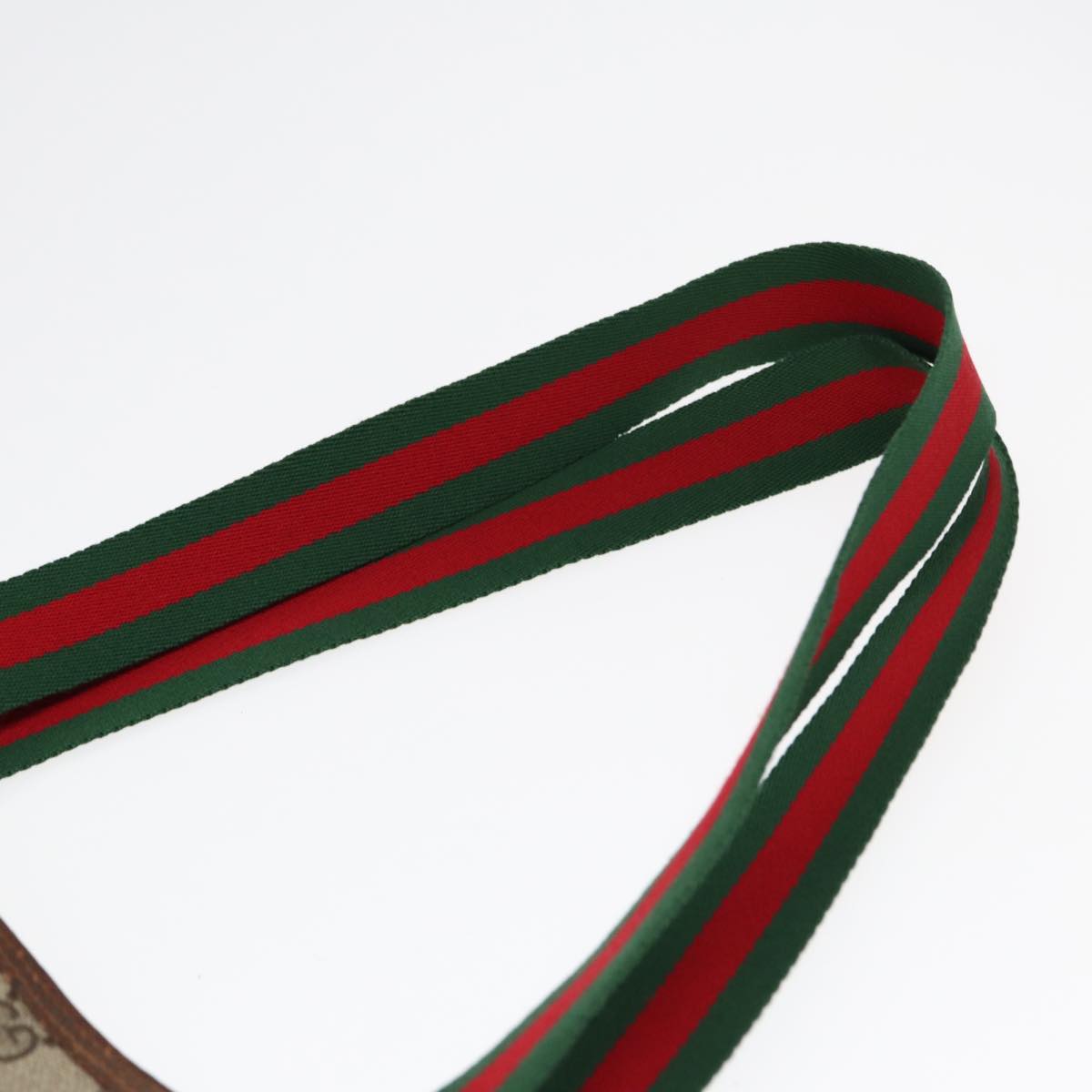 GUCCI GG Canvas Web Sherry Line Tote Bag PVC Leather Beige Green Red  kk304