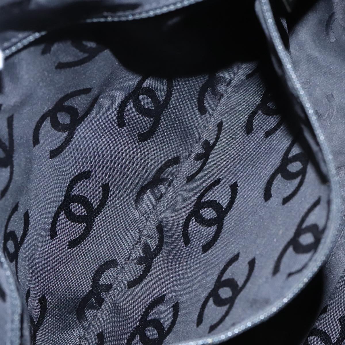 CHANEL Wild Stitch Hand Bag Leather Black CC kk367