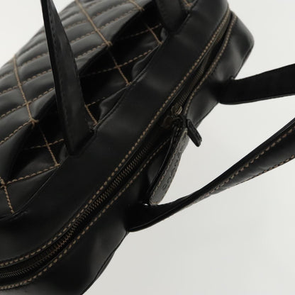 CHANEL Wild Stitch Hand Bag Leather Black CC kk367