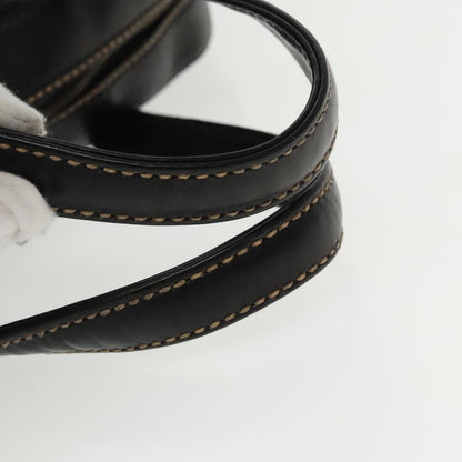 CHANEL Wild Stitch Hand Bag Leather Black CC kk367