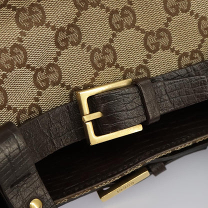 GUCCI GG Canvas Tote Bag Beige Brown Gold 106251  kk371