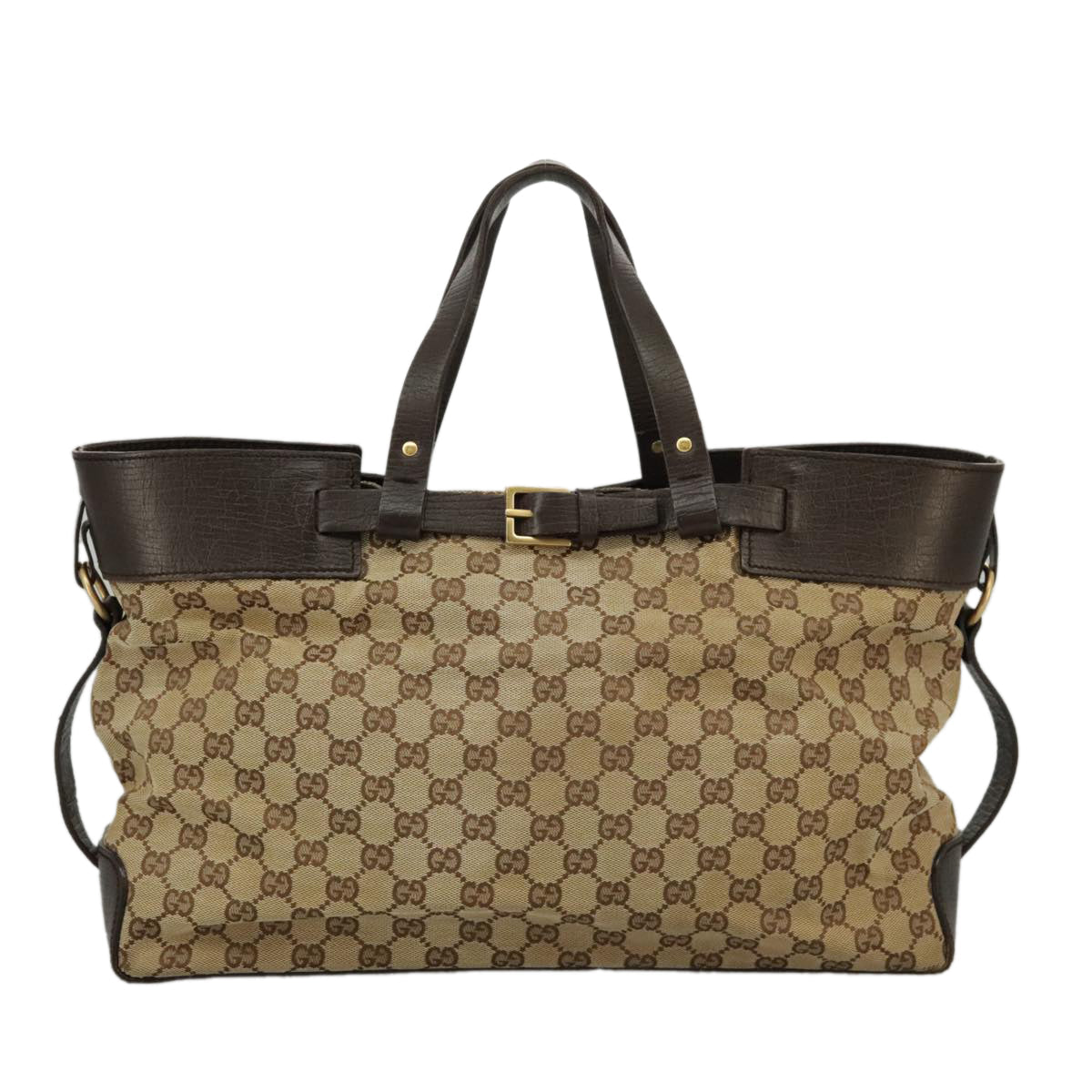 GUCCI GG Canvas Tote Bag Beige Brown Gold 106251  kk371