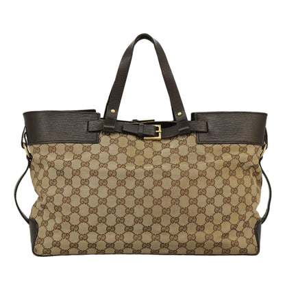 GUCCI GG Canvas Tote Bag Beige Brown Gold 106251  kk371