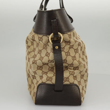 GUCCI GG Canvas Tote Bag Beige Brown Gold 106251  kk371