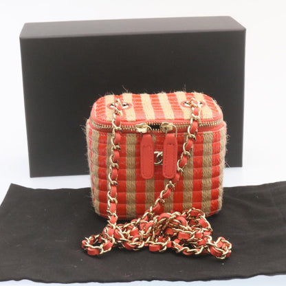 CHANEL Vanity Chain Shoulder Pouch Hemp Pink CC knn023