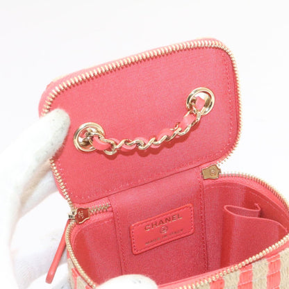 CHANEL Vanity Chain Shoulder Pouch Hemp Pink CC knn023