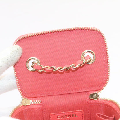 CHANEL Vanity Chain Shoulder Pouch Hemp Pink CC knn023