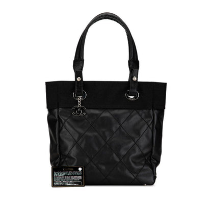 Chanel Coco Mark Paris Biarritz Tote PM PVC Leather Black Silver