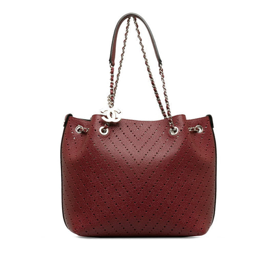 Chanel Leather Coco Mark V Punching Chain Shoulder Bag
