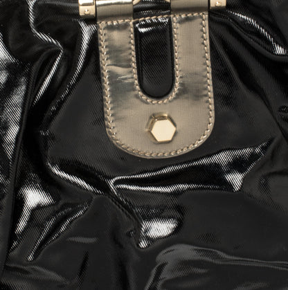 Gucci Black Coated Canvas and Leather Dialux Pop Bamboo Satchel
