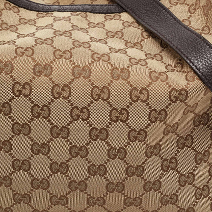 Gucci Beige/Ebony GG Canvas and Leather Bamboo Shoulder Bag