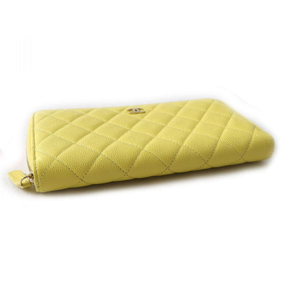 Chanel Caviar Skin Coco Mark Long Zip Wallet