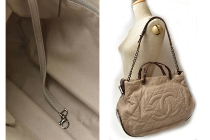 Chanel 2way Leather Tote/Shoulder Bag Chain Coco Mark Quilted