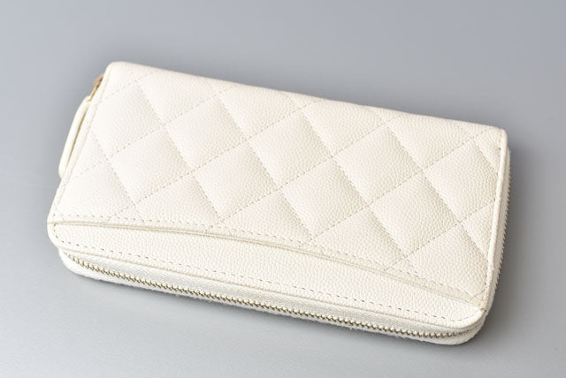 Chanel Caviar Skin Round Zipper Medium Wallet