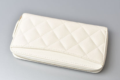 Chanel Caviar Skin Round Zipper Medium Wallet