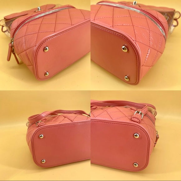 CHANEL Leather and PVC Vanity Flap Backpack BagTWS