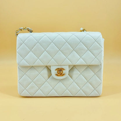 CHANEL vintage white 24k gold classic flap