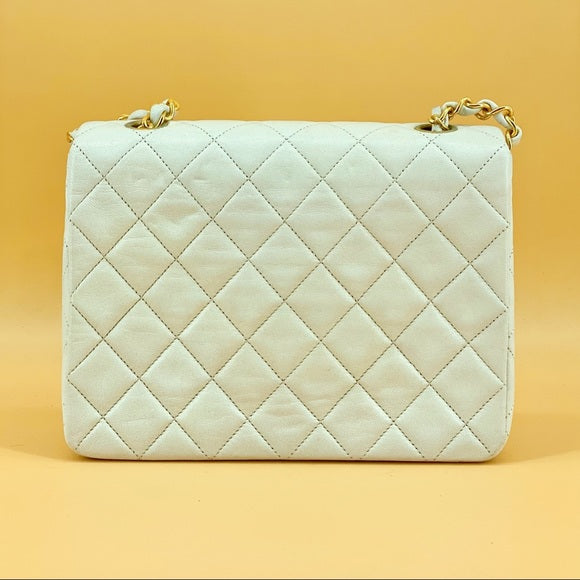 CHANEL vintage white 24k gold classic flap