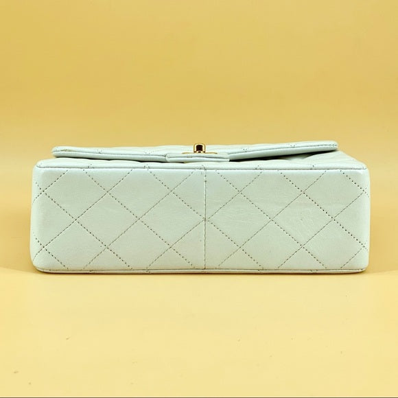 CHANEL vintage white 24k gold classic flap