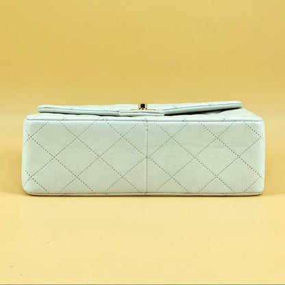 CHANEL vintage white 24k gold classic flap