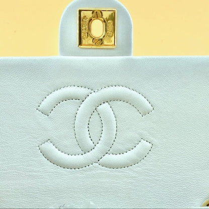 CHANEL vintage white 24k gold classic flap