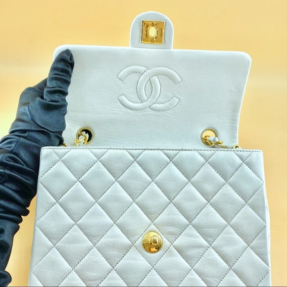 CHANEL vintage white 24k gold classic flap