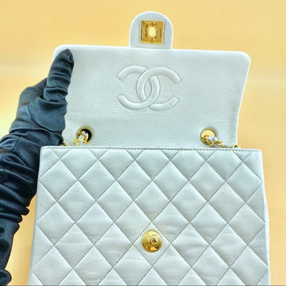 CHANEL vintage white 24k gold classic flap