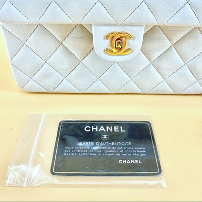 CHANEL vintage white 24k gold classic flap