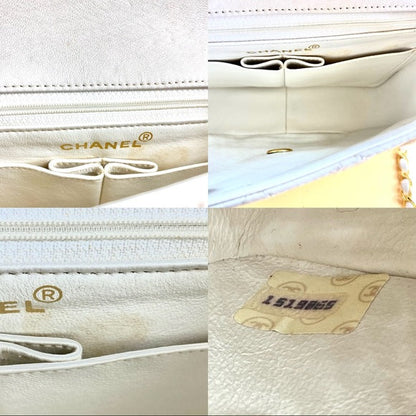 CHANEL vintage white 24k gold classic flap