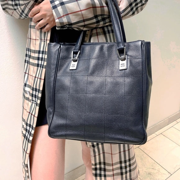 CHANEL Vintage chocolate bar leather tote TWS pop