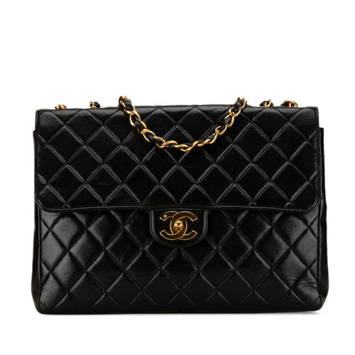 Chanel Matelasse Coco Mark Chain Shoulder Bag Black Lambskin